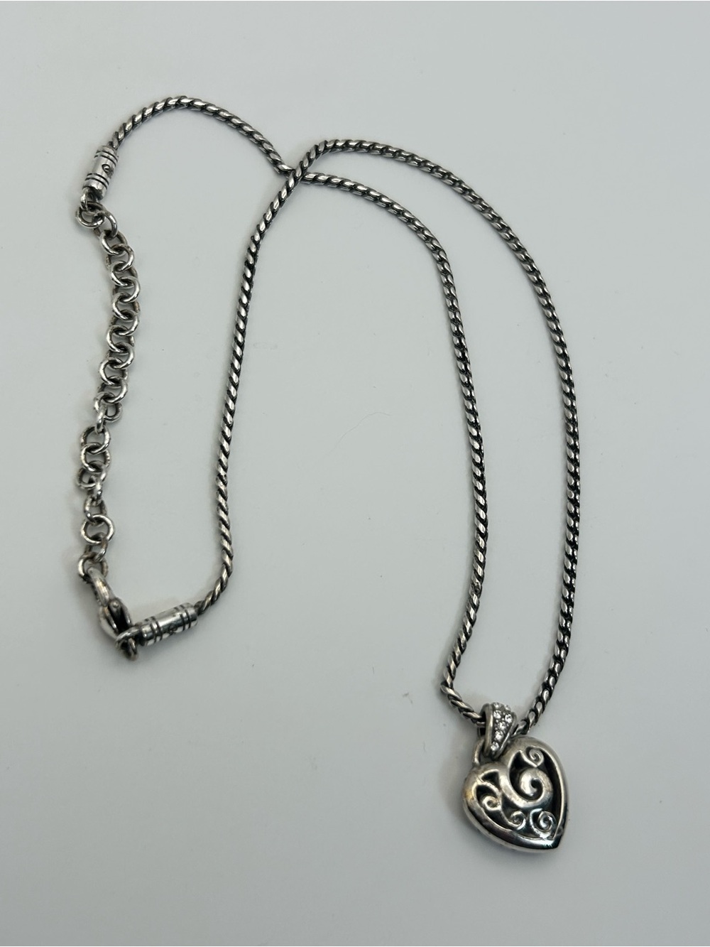 Brighton Spread The Love Necklace 18" Pink Crystals Heart Pendant Silver Plated - Picture 6 of 11